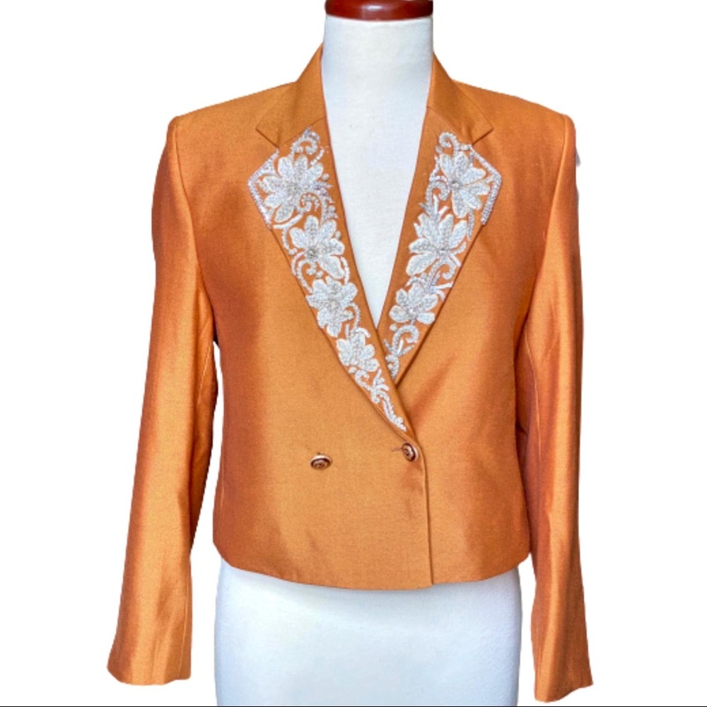 Double press crop hand embroidered jacket/coat - Picture 3 of 6
